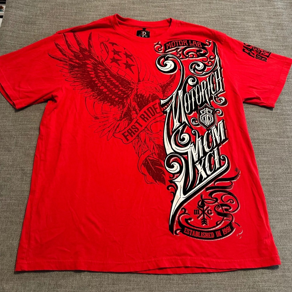 Southpole Premium T-Shirt Mens 3XL Red Motor Lab Eagle Graphic Tee